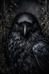 Naklejka premium Majestic raven with intricate details.