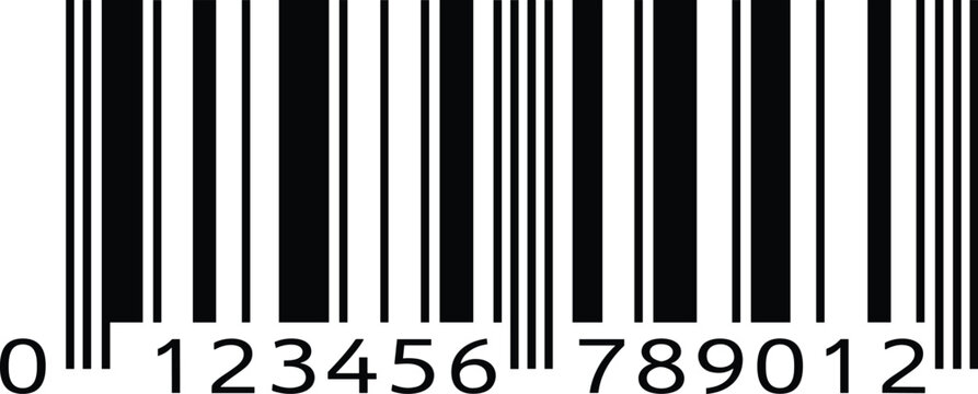 Standard retail barcode with numerical digits vector illustration, black and white product identification code isolated on white background, commercial inventory concept