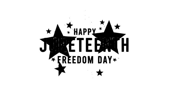 Happy juneteenth freedom day with distressed stars graphic, north star