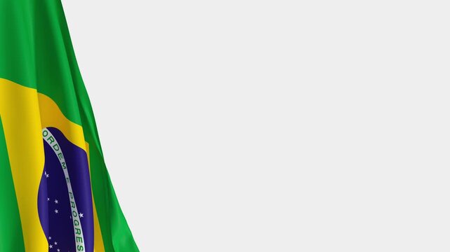 brazilian Flag Waving Seamless Loop with Copy Space on Right