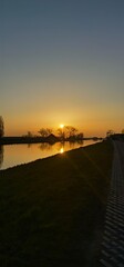 Fototapeta premium Sunset over canal, Netherlands 