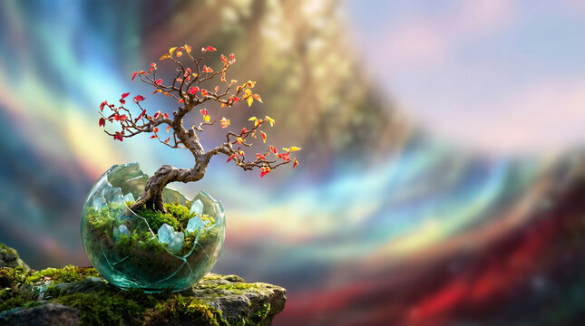 An abstract background and a quirky plant pot