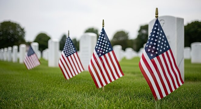 Honoring heroes a solemn memorial day scene with american flags at arlington national cemetery
