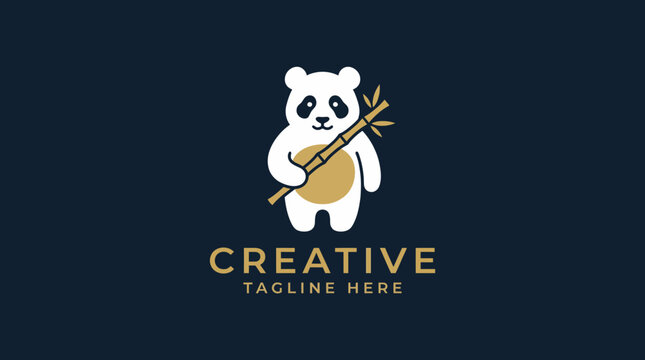 The adorable panda logo holding bamboo exudes charm and creativity, suitable for brands focusing on children's products or eco-friendly initiatives with a fun twist.