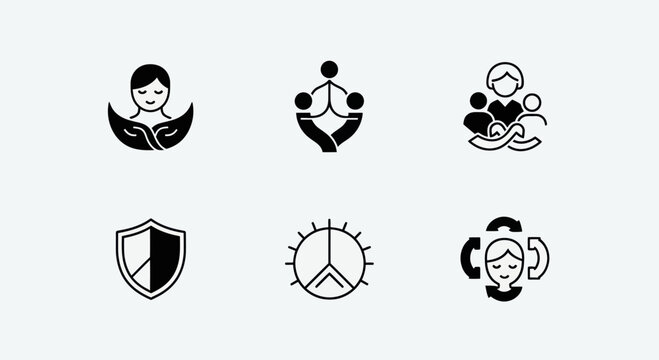 Set of Icons representing Care, Community, Safety, and Support