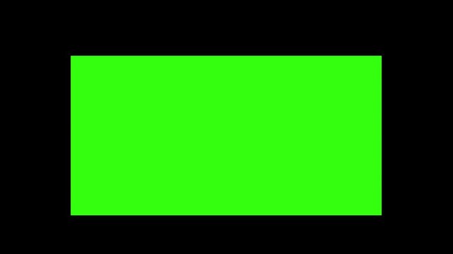 Bright green rectangle centered on black background. Simple, bold shape stands out with high contrast. Perfect for overlays or digital design projects. Clear, uncluttered image supports graphic work
