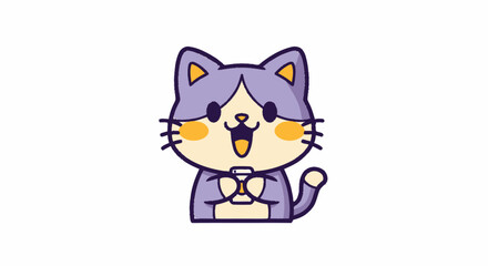 Obraz premium Adorable cartoon cat with a happy expression and cute design.