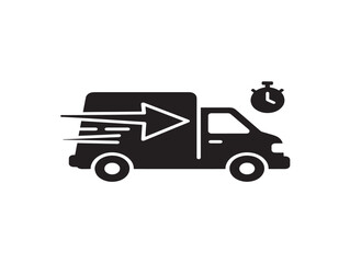 Fototapeta premium express delivery truck speeding forward flat design vector illustration