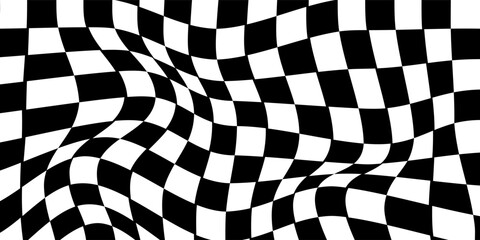 Obraz premium Vector checkerboard pattern. Seamless black and white brush stroke background. Checkered print with distress texture. Painted chequered ornament for kids. Childish design