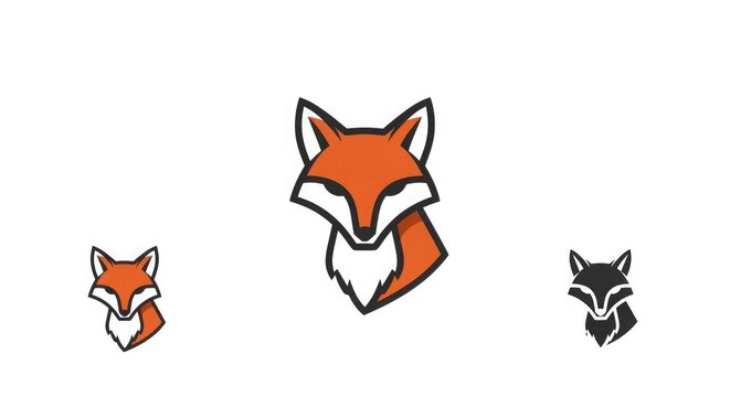 Three stylized fox head illustrations in orange white and black on a white background symbolizing cunning and adaptability in business and design