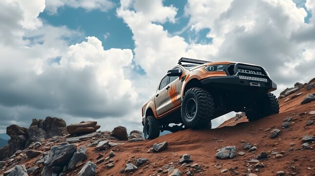 Old Off-Road Jeep Driving On Sandy Beach Near Ocean

