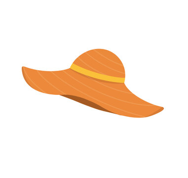 Orange straw sun hat with wide brim for summer beach vacation