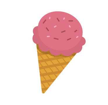 Strawberry ice cream cone with chocolate sprinkles summer dessert