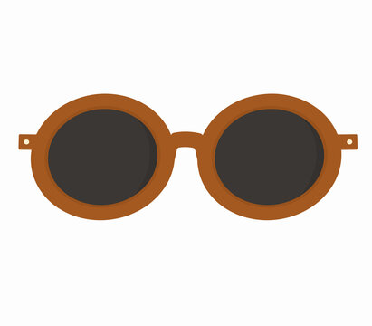 Retro round brown sunglasses vector icon for summer travel accessory