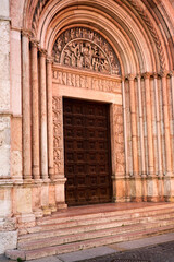 Fototapeta premium Parma baptistery romanesque portal sculpture by antelami