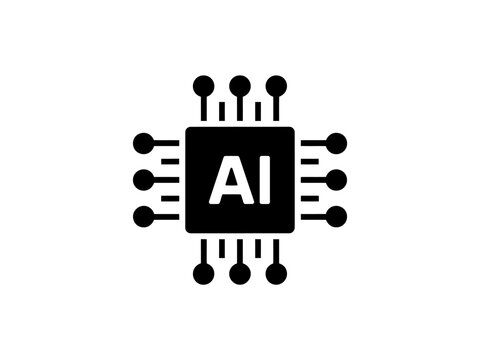 AI Chip Microprocessor Icon For Artificial Intelligence Technology Concepts