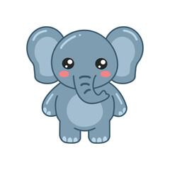 Fototapeta premium Cute Kawaii Elephant Cartoon Illustration