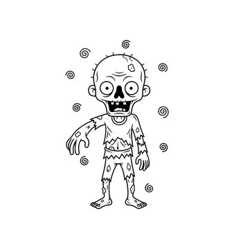 Scary cartoon zombie with swirling effects