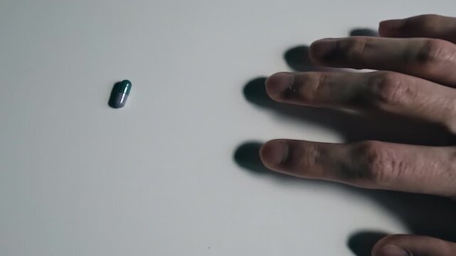 Pick up the medicine with trembling hand