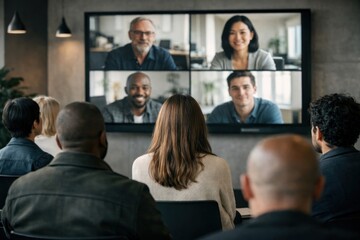 Obraz premium Virtual meeting with diverse professionals.