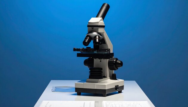 Compound Microscope with Dual Eyepieces for Scientific Branding, Research Inspiration, and Educational Visual Concepts