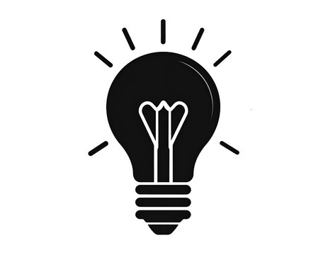 Minimalist black light bulb  silhouette icon isolated on white background