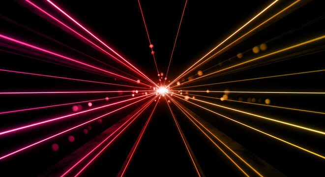 未来的なデジタル空間とエネルギーの輝き 放射状の光線 抽象背景素材