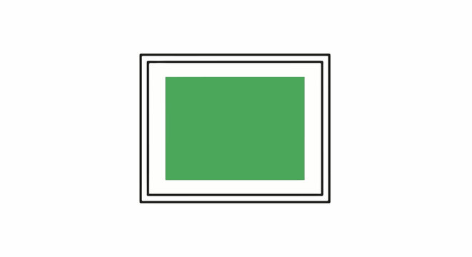 Simple green rectangle within a black outlined frame on white