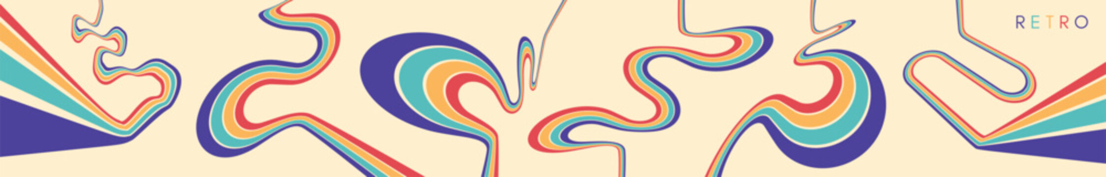 Retro style background. Dynamic lines create a swirling trail. Abstract curved and curling ribbons. Cover design template. 3D illustration for brochure, poster, card, presentation, flyer or banner.