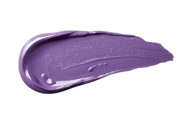 Fototapeta premium Purple cosmetic cream swatch or lavender makeup paint texture isolated on a transparent background, spreading a beauty product