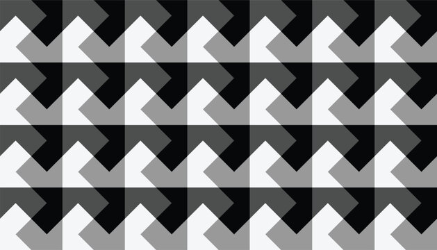 Modern houndstooth inspired geometric pattern. Repetitive grayscale shapes for industrial design and professional branding