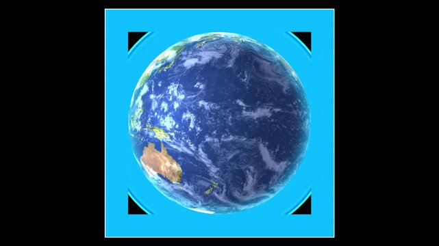 Realistic Rotating Earth Loop, Planet Animation in Space HD Transparent Background with gradient around the object