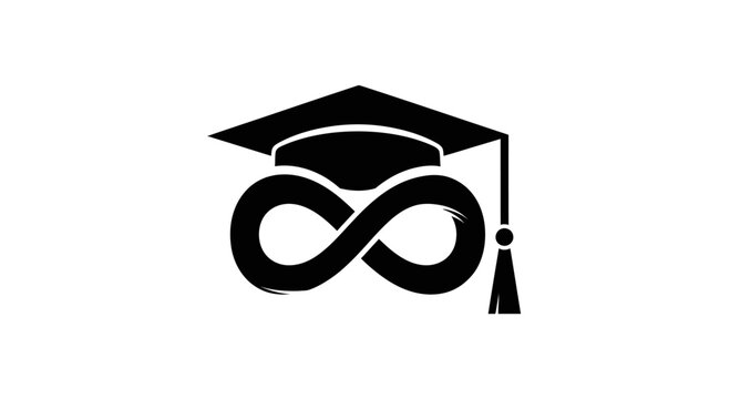 Graduation cap with infinity symbol logo.
