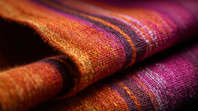 sunset-colored woven fabric, orange and purple tones