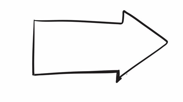 Animated hand drawn arrow icon showing direction on white background with doodle motion style.