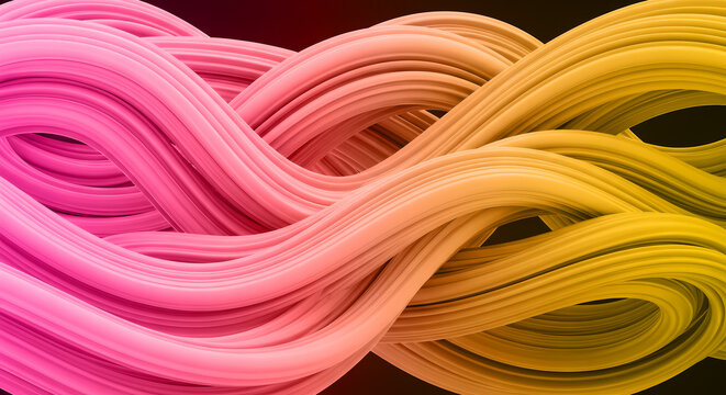 ピンクから黄色へ変化する鮮やかな3Dファイバーの流線 抽象的なテクスチャ 背景 クリエイティブ
