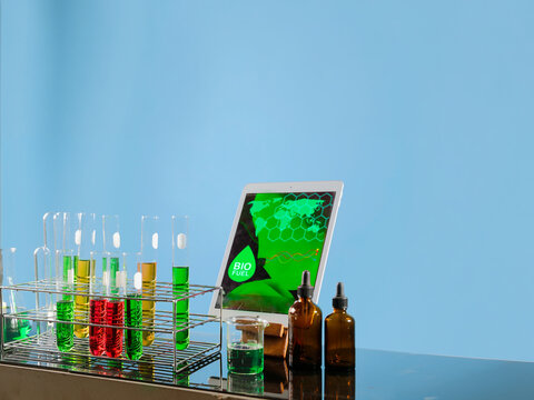 Alternative energy, Algae fuel biofuel industry lab researching for alternative to fossil algae fuel. Fuel shortage situation.