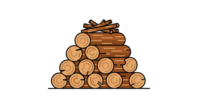 Stack of Firewood Logs with Kindling on Top, Rustic Wood Pile