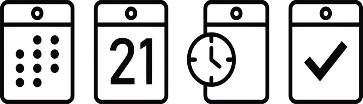 Vector Calendar Icons for Schedule and Date Planning