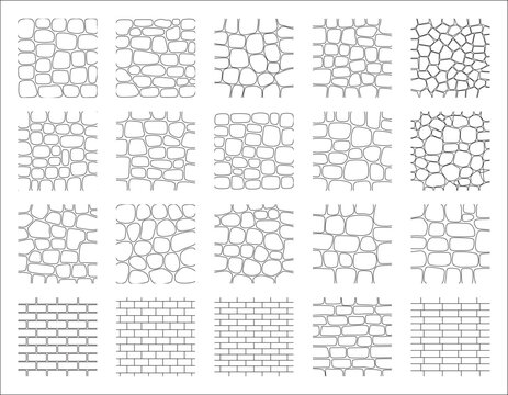 Minimal Stone and Brick CAD Hatch Pattern Set, Seamless Architectural Texture Collection, Clean Line Art Vector Tile Patterns for Design and Construction