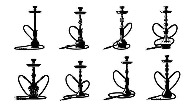 Hookah, Shisha, Water Pipe, Smoking Vector Icons