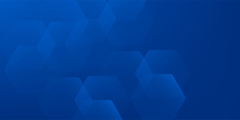 Obraz premium Modern abstract blue background with glowing geometric lines. Blue gradient hexagon shape design. Futuristic technology concept.eps,10
