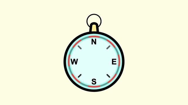 4k footage animation of compass icon video motion graphic video template design graphics for web, mobile and ui design.