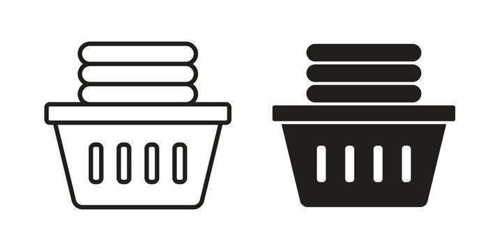 Laundry basket icon and symbol. Vector icon editable set