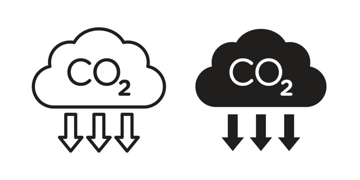 Low carbon dioxide icon and symbol. Vector icon editable set