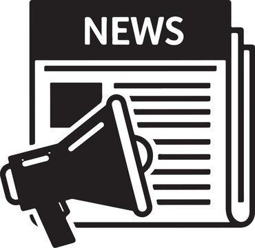 Press Release Icon with Megaphone and Newspaper Vector Illustration