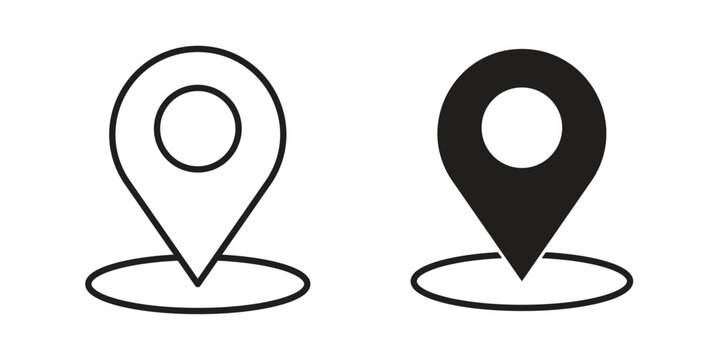 Navigation pin icon and symbol. Vector icon editable set