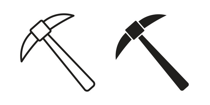 Pick axe icon and symbol. Vector icon editable set