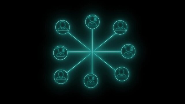 Glowing network of interconnected figures animation