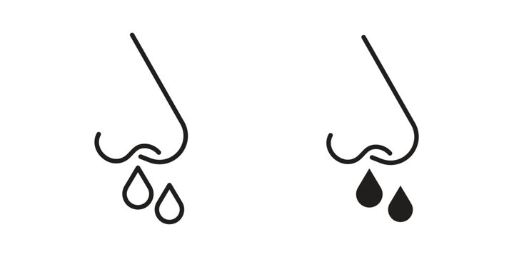 Runny nose icon and symbol. Vector icon editable set